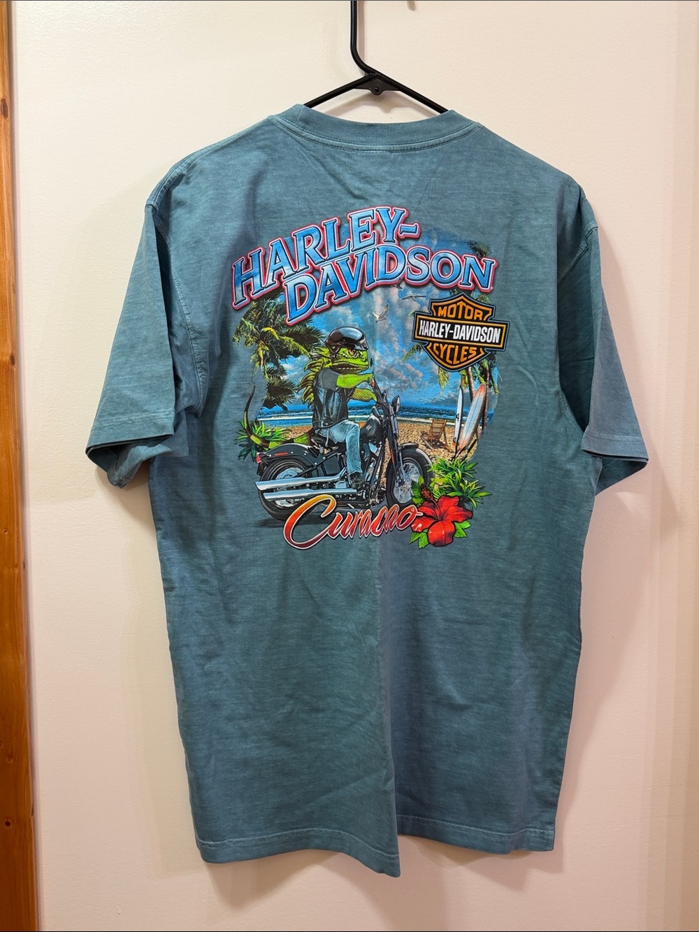 Harley-Davidson Curacao Teal Short Sleeve Back Graphic Tee Size Large